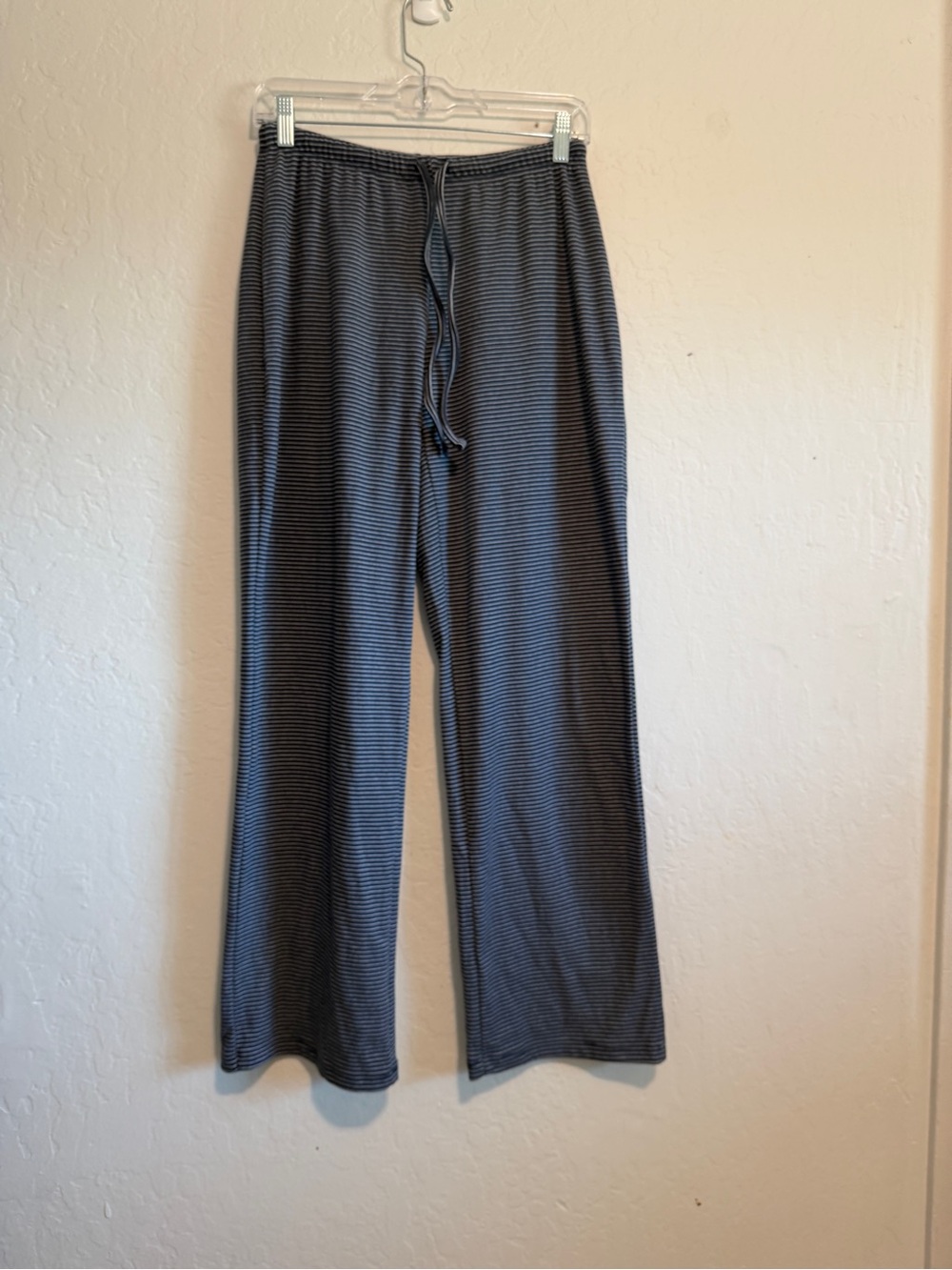 Women's Casual Drawstring Track Pants - Charcoal Stripe